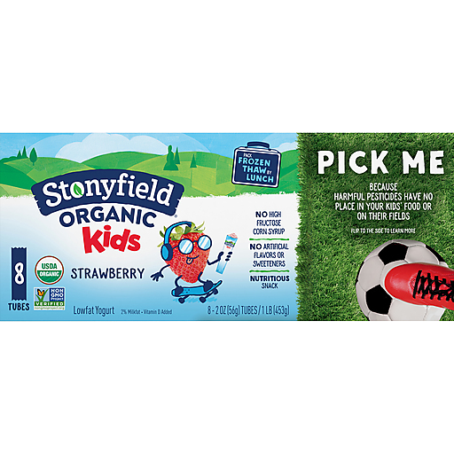 Stonyfield Organic Kids Strawberry Lowfat Yogurt Pouch Squeezers