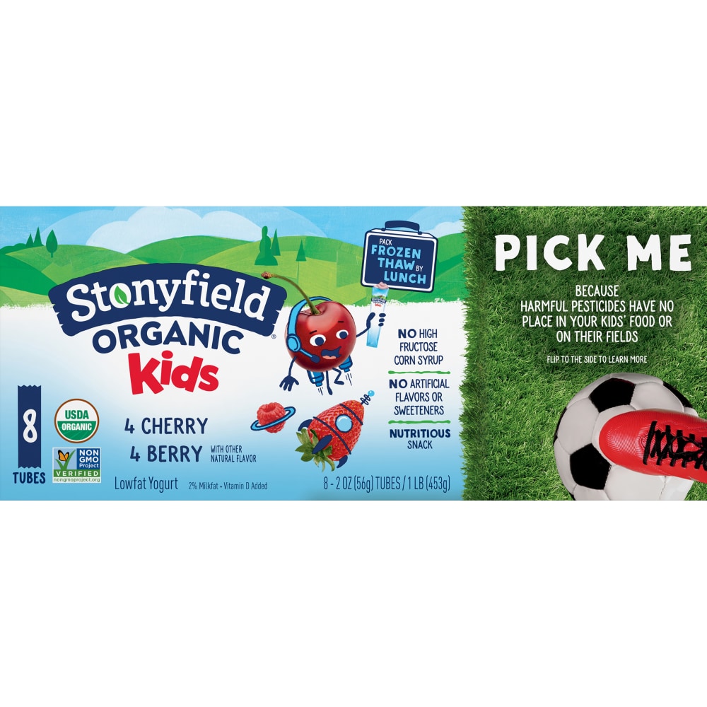 Stonyfield Organic Kids Cherry & Berry Lowfat Yogurt Variety Pack 8-2 Oz. Tubes