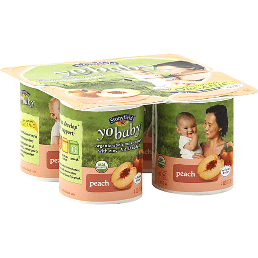 Stonyfield Farm Organic YoBaby Babies 6mos+ Peach Whole Milk Yogurt