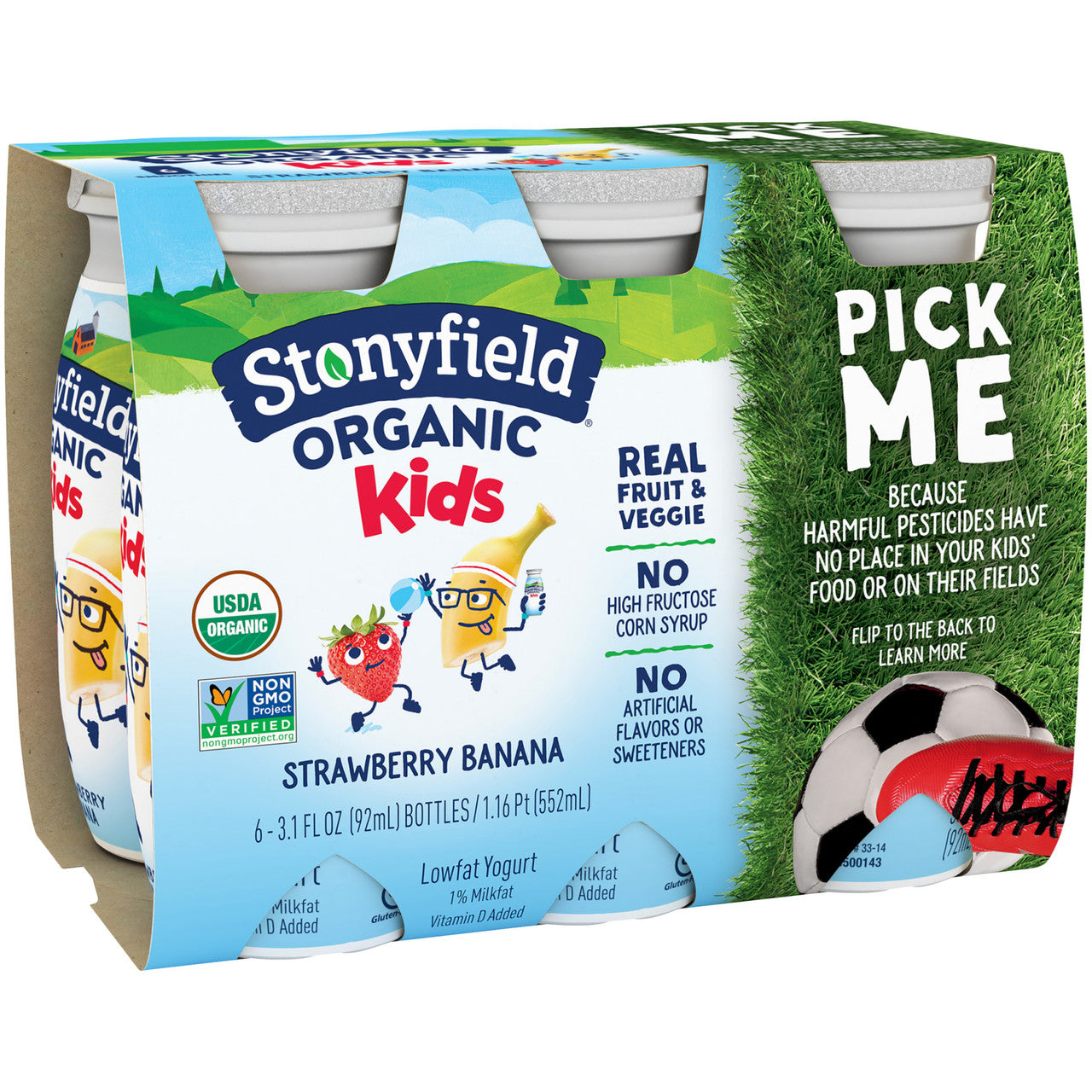 Stonyfield Organic Kids Strawberry Banana Lowfat Yogurt Smoothies 6-3.1 Fl. Oz. Bottles