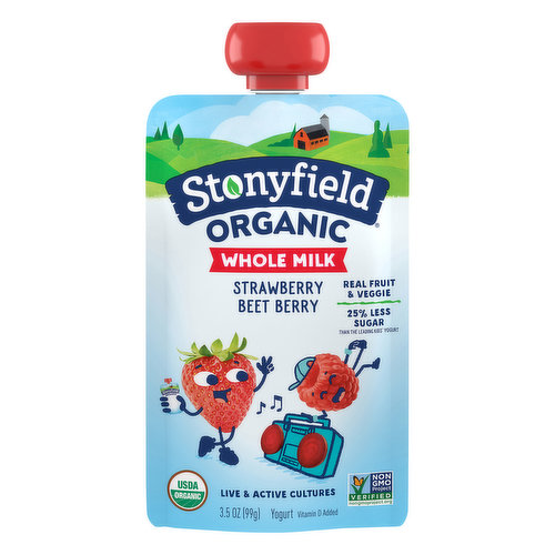 Stonyfield Organic Whole Milk Strawberry Beet Berry Yogurt Pouch, 3.5 Oz