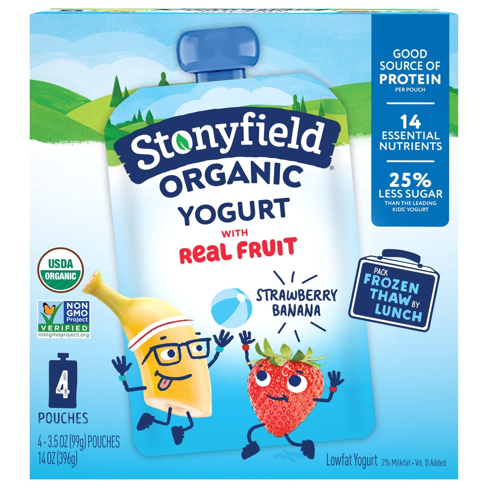 Stonyfield Organic Kids' Strawberry Banana Yogurt - 4ct/3.5oz Pouches