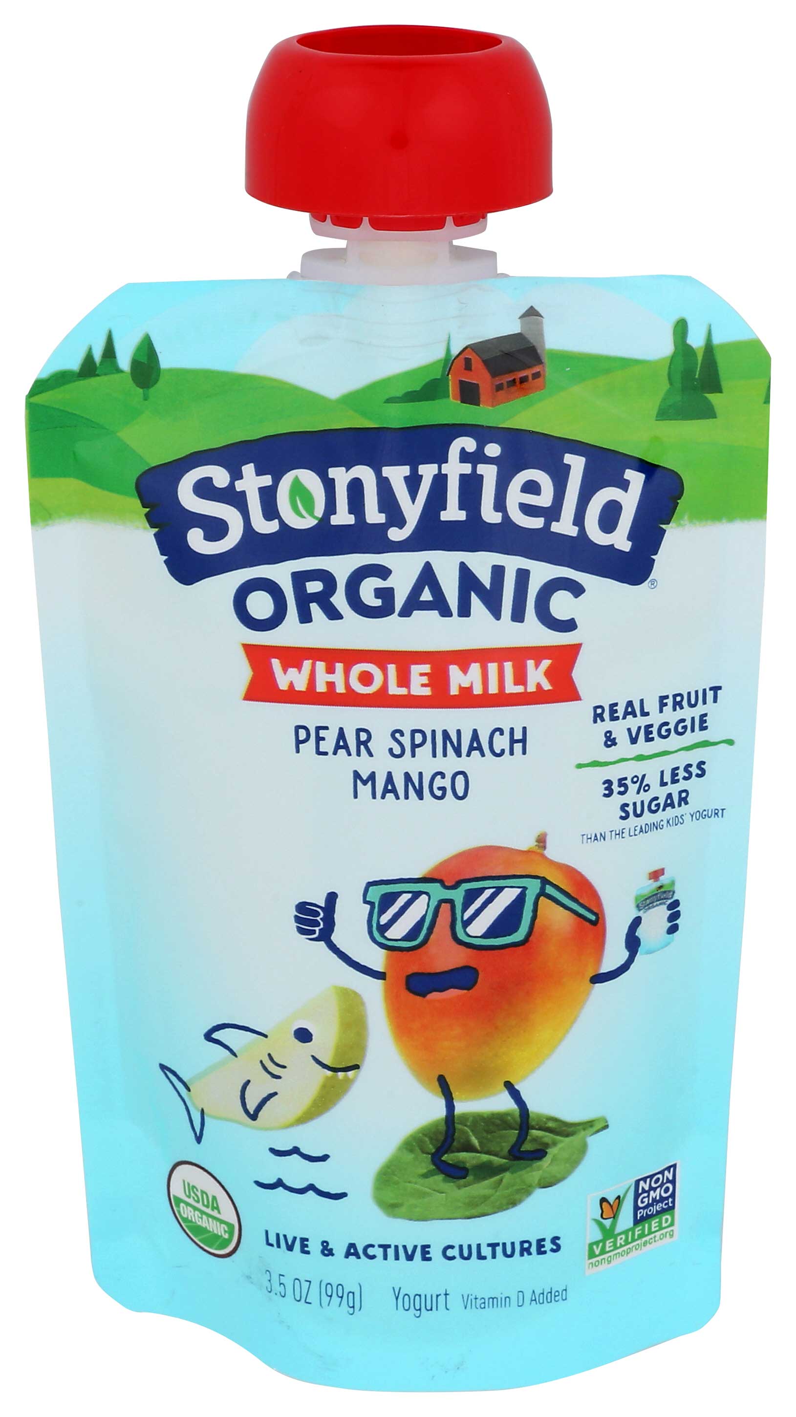 Stonyfield Organic Pear Spinach Mango Whole Milk Yogurt Pouch