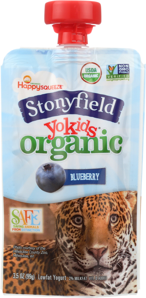Stonyfield Organic Kids Blueberry Lowfat Yogurt 3.5 Oz. Pouch