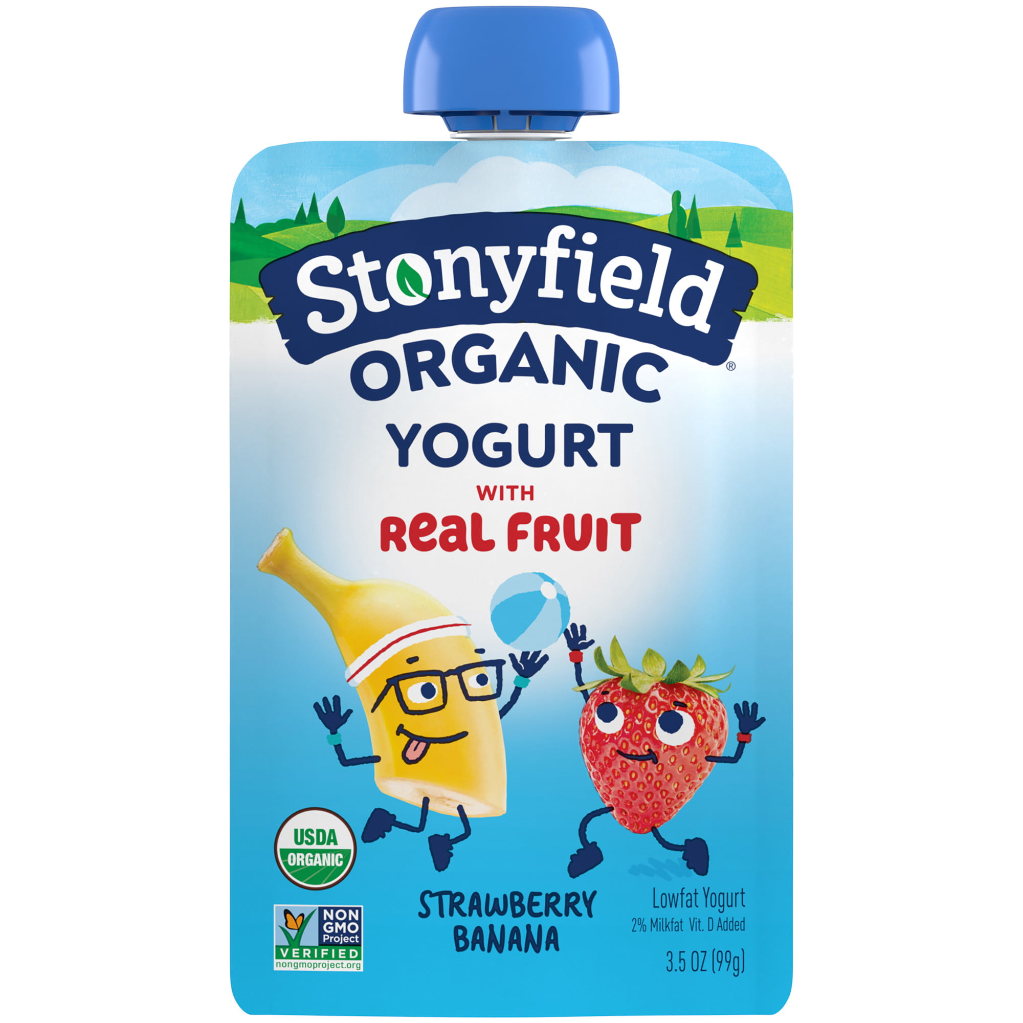 Stonyfield Organic Kids Strawberry Banana Lowfat Yogurt 3.5 Oz. Pouch