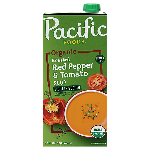 Pacific Foods Light Sodium Organic Creamy Roasted Red Pepper & Tomato Soup 32.000 Fl Oz