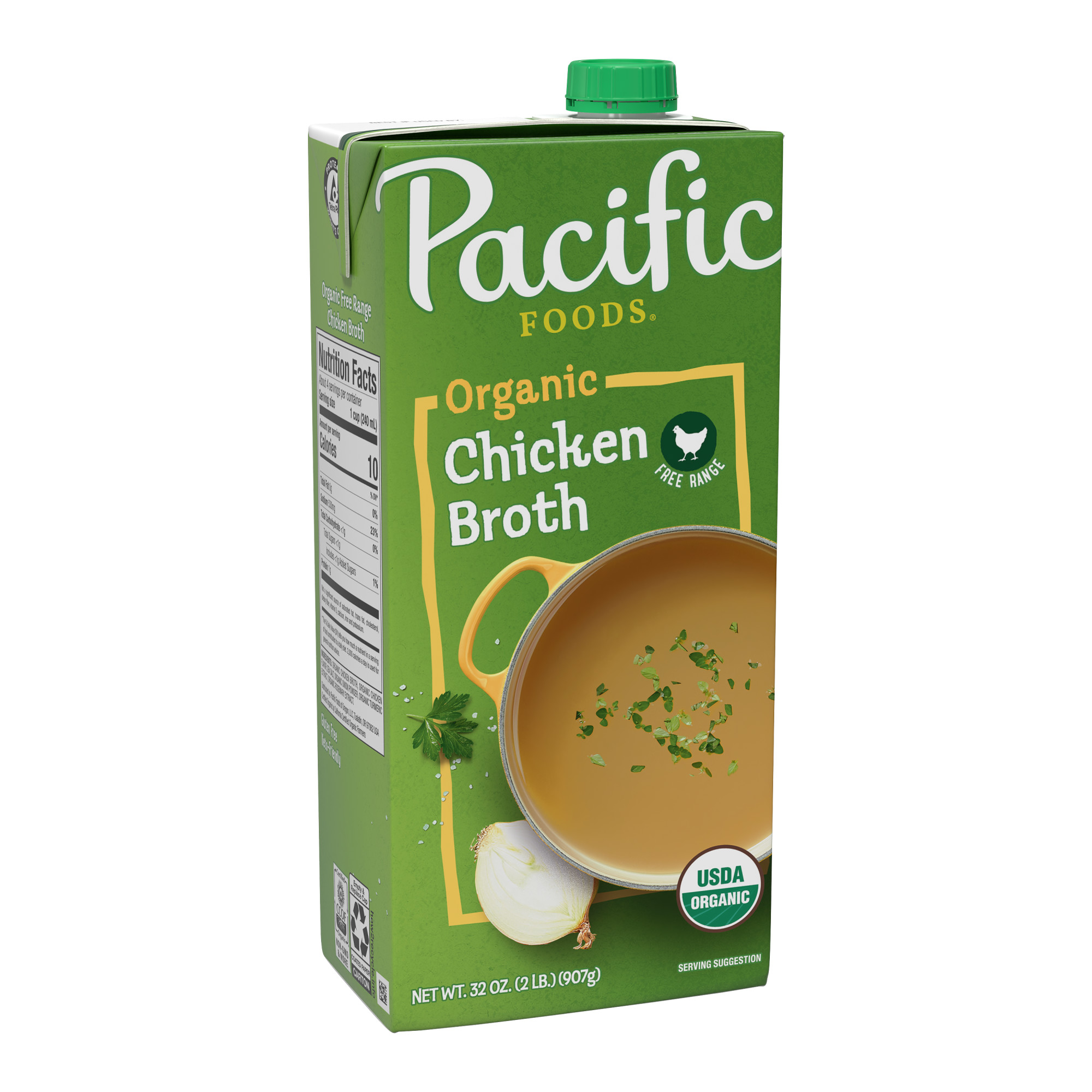 Pacific Foods Natural Chicken Broth - Free Range - Case Of 12 - 32 Fl Oz