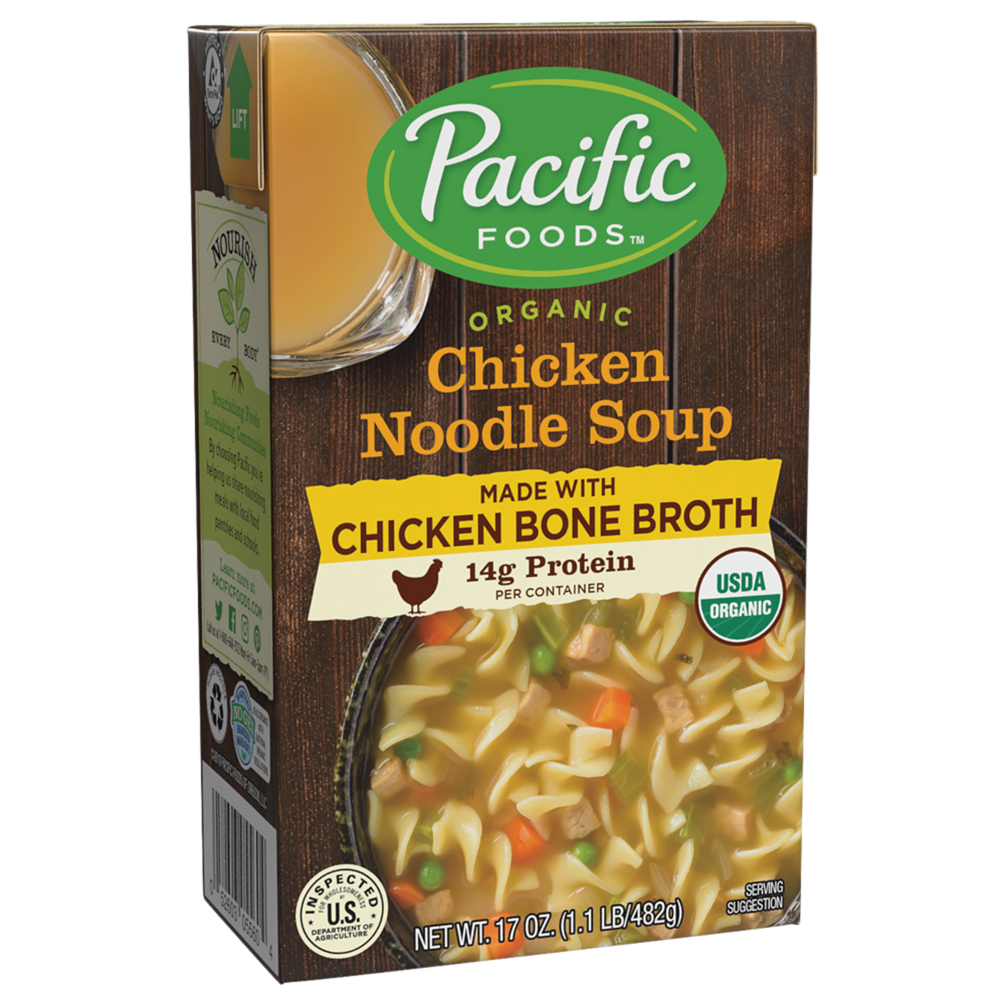 Pacific Foods Organic Chicken Noodle Soup With Bone Broth - 17oz