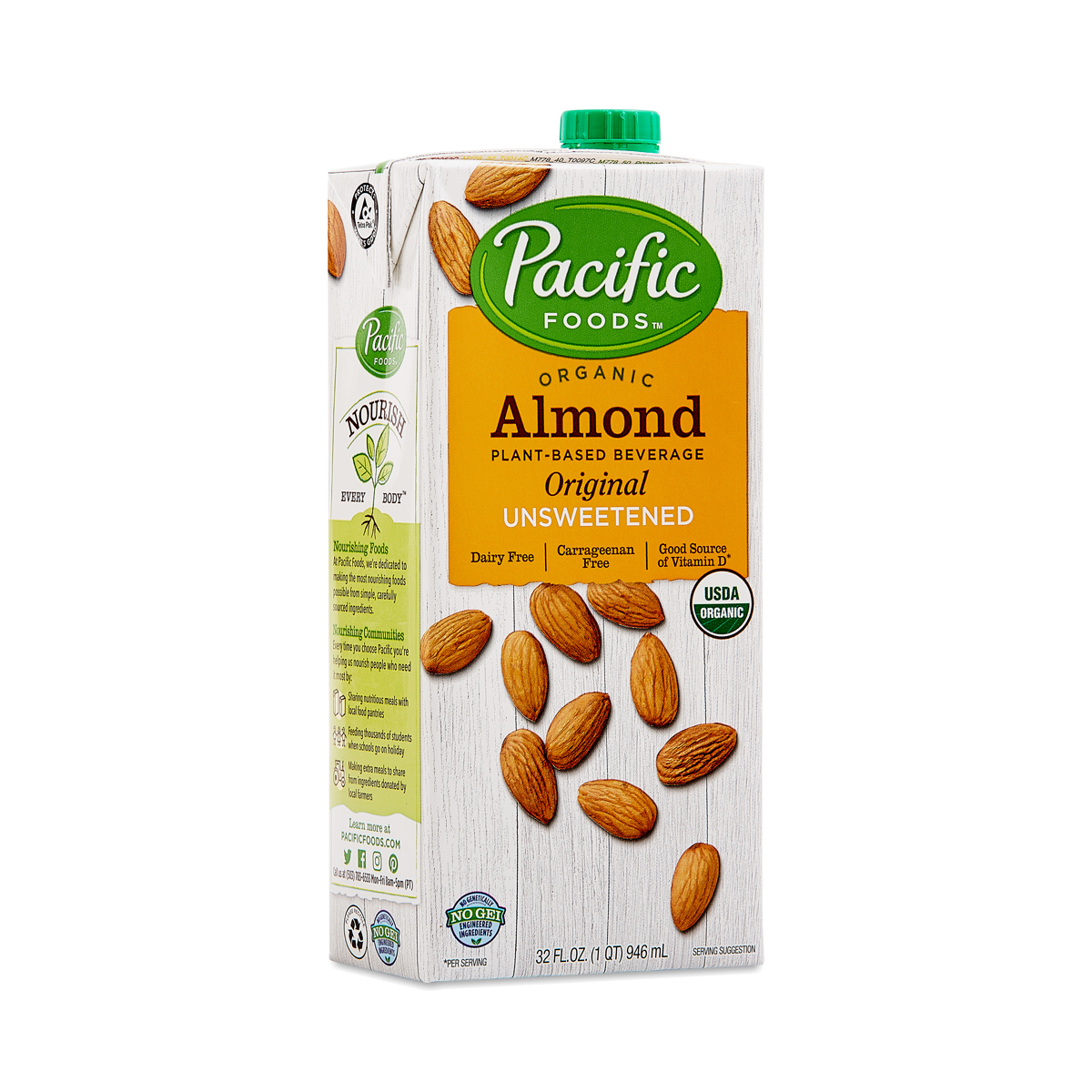 Pacific Foods Organic Almond Beverage Unsweetened Original 32 Fl Oz