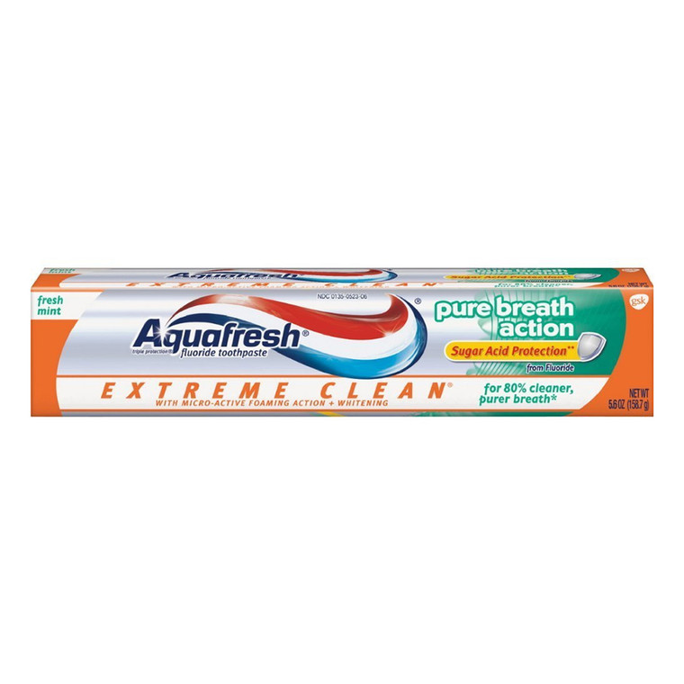 Aquafresh Extreme Clean Pure Breath Action Fluoride Toothpaste, Fresh Mint, 5.6 Ounce