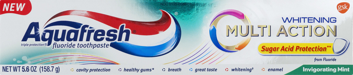 Aquafresh Whitening Multi Action Invigorating Mint Fluoride Toothpaste 5.6 Oz. Box