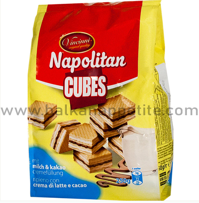 Vincinni Napolitan Cubes With Milk And Cocoa Cream Filling 250g