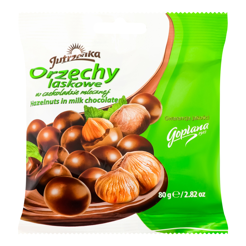 Jutrzenka Orzechy Laskowe, Milk Chocolate Hazelnuts 2.8 Oz.Each