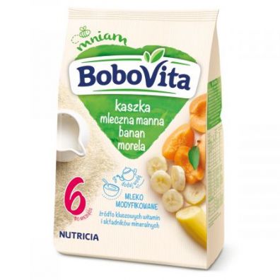 Nutricia BoboVita Kaszka Mleczna Manna Banan Morela Po 6 Miesiącu 230 G