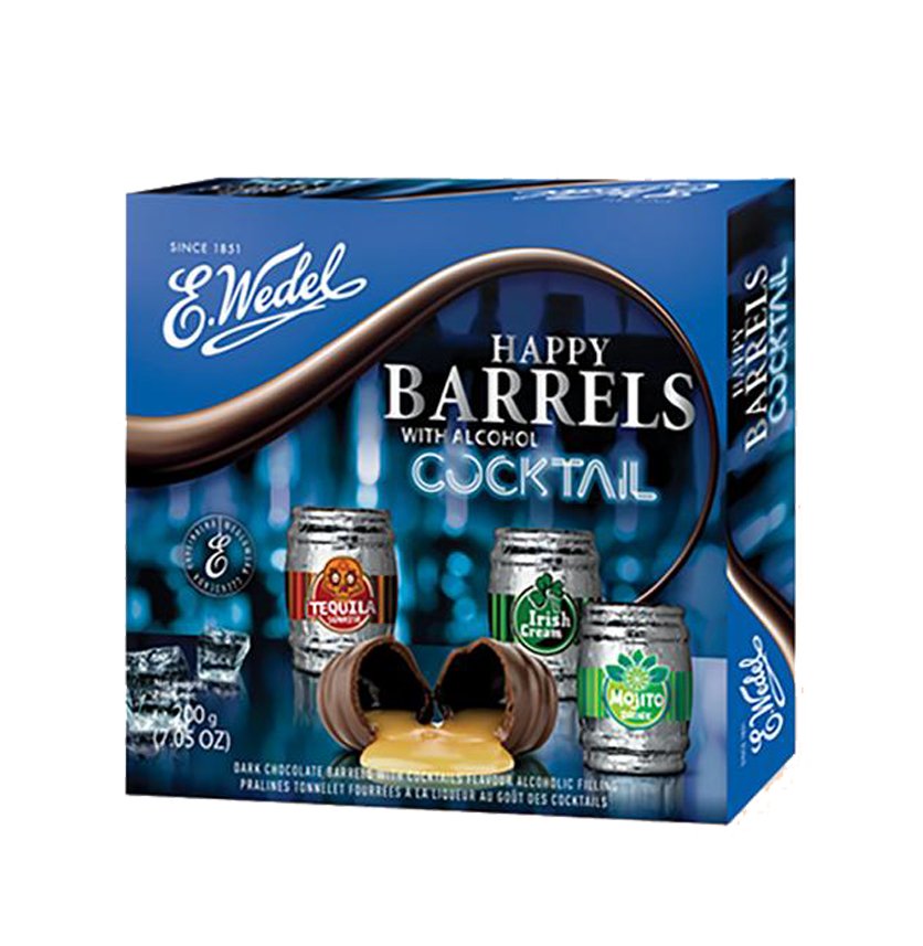 E.Wedel Happy Barrels With Cocktail Fillings Chocolate Gift Box 200g