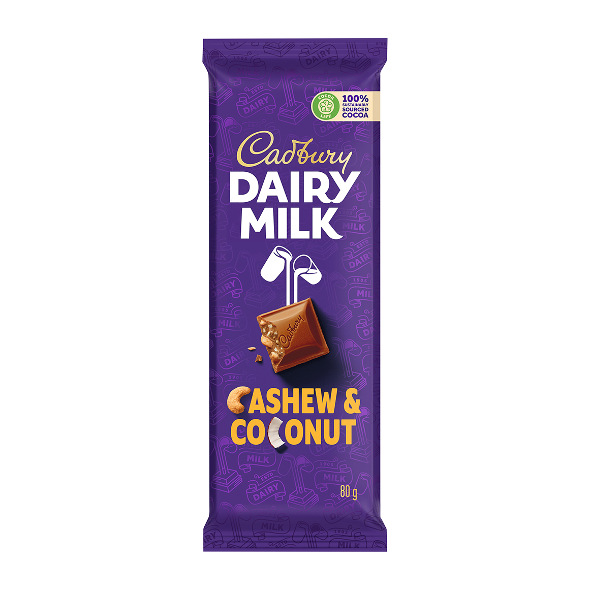 Cadbury Dairy Milk Cashew & Coconut Chocolate Slab 80gr