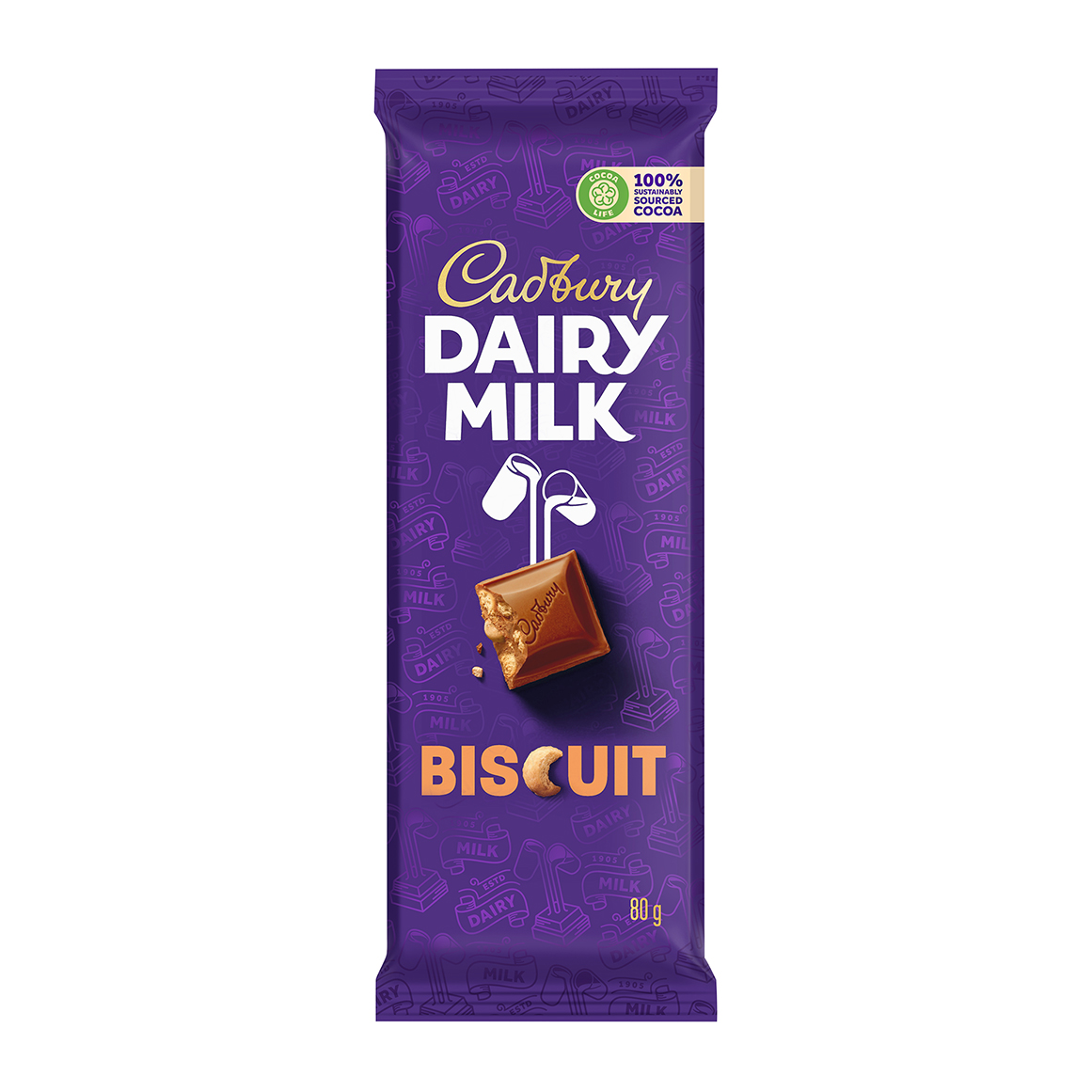 Cadbury Dairy Milk Biscuit 80g Slab