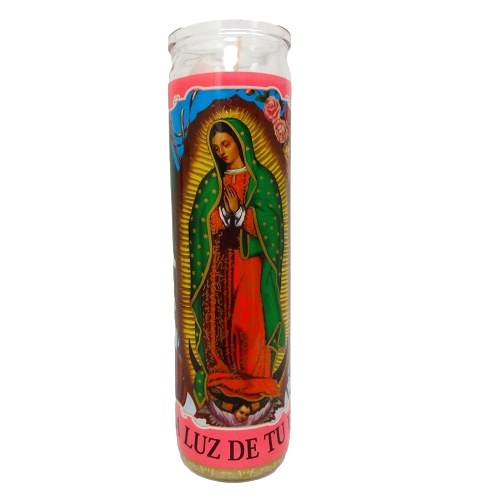 Candle 8in Pink Virgen De Guadalupe-whole