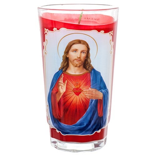 Candle Crystal Sagrado Corazon Red-whole