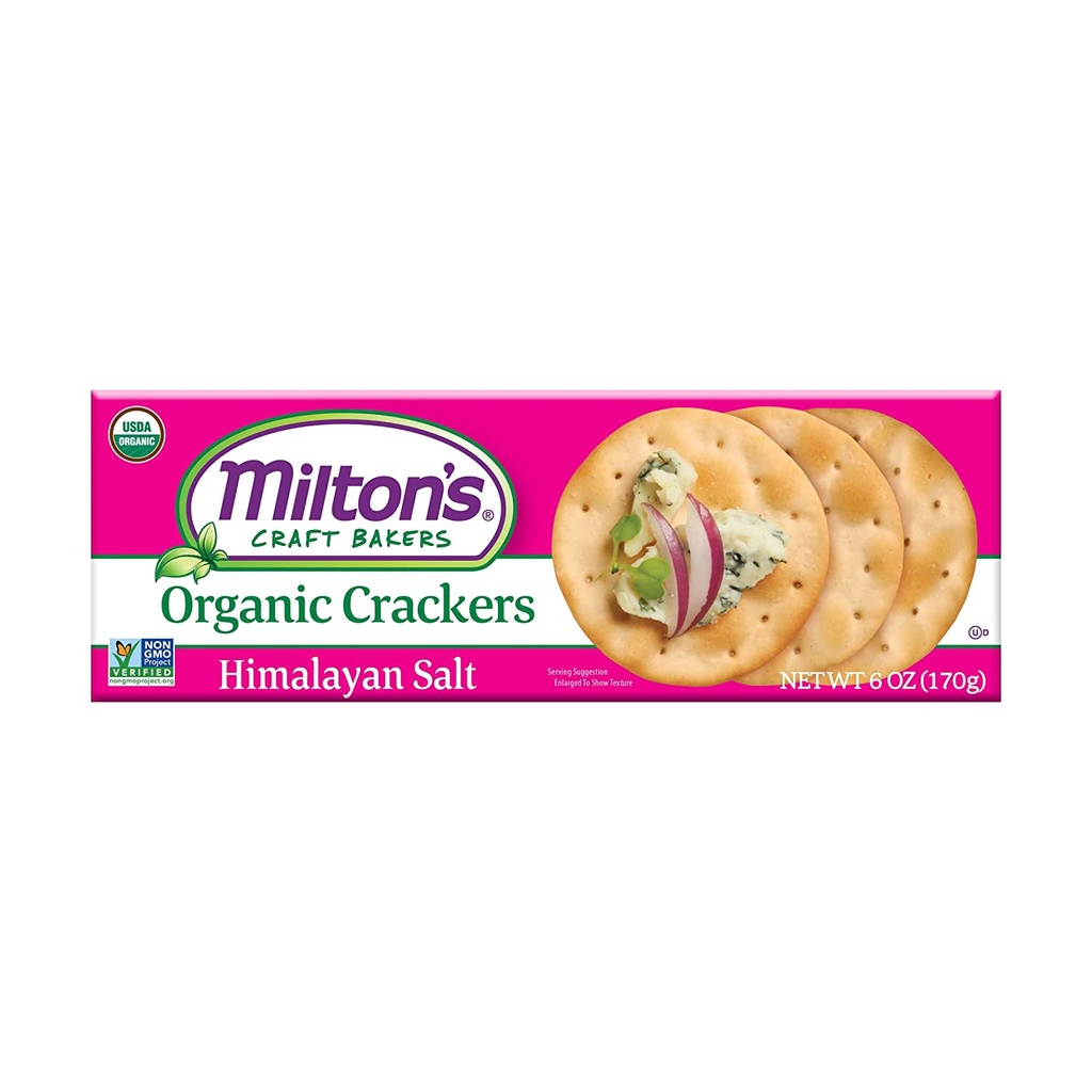Milton's Craft Bakers Organic Himalayan Salt Crackers - Case Of 8/6 Oz
