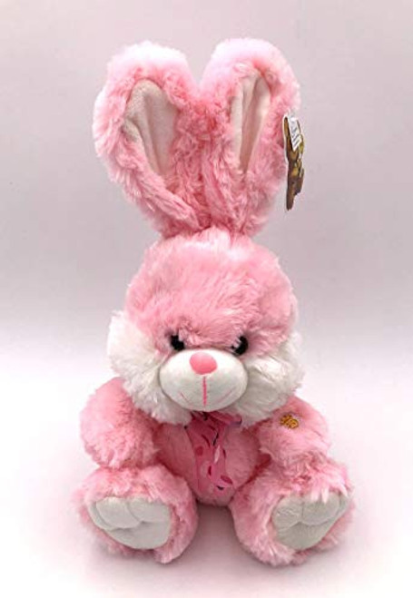 B&B ToyMaker Pink Bunny Fluffy Plush Toy With Lighted Cheeks And Musical Cover Song 'You Are My Sunshine