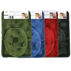 Bath Mat 3pc Set Asst Clr Chekered #bm005-2