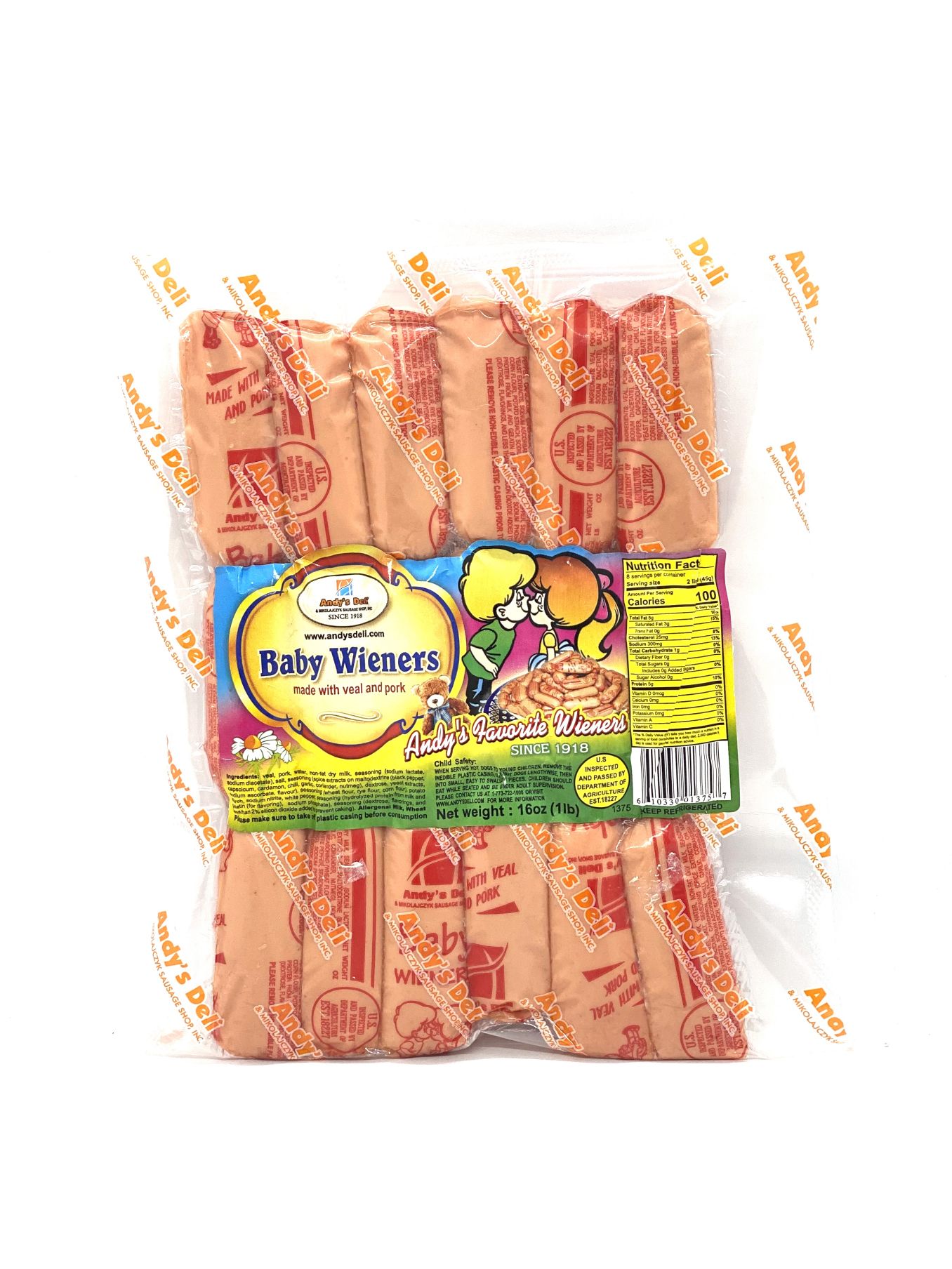 Andys Deli Baby Wieners Veal/Pork 16oz