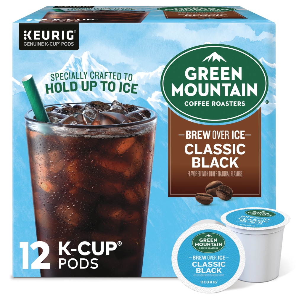 Green Mountain Coffee Roasters Coffee, Classic Black, Brew Over Ice, K-Cup Pods, 12 Pack