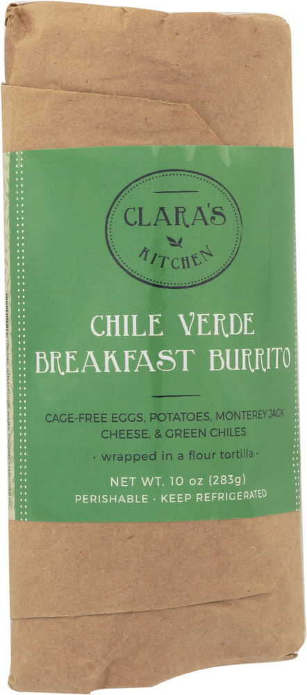 Claras Kitchen Breakfast Burrito Chile Verde, 10 Oz