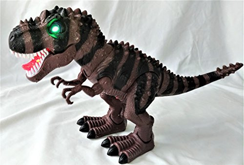 Tyrannosaurus Rex TREX Walking Dinosaur LED Eyes And Tongue With Realistic Roars Sounds Dinosaur Century Family -Brown