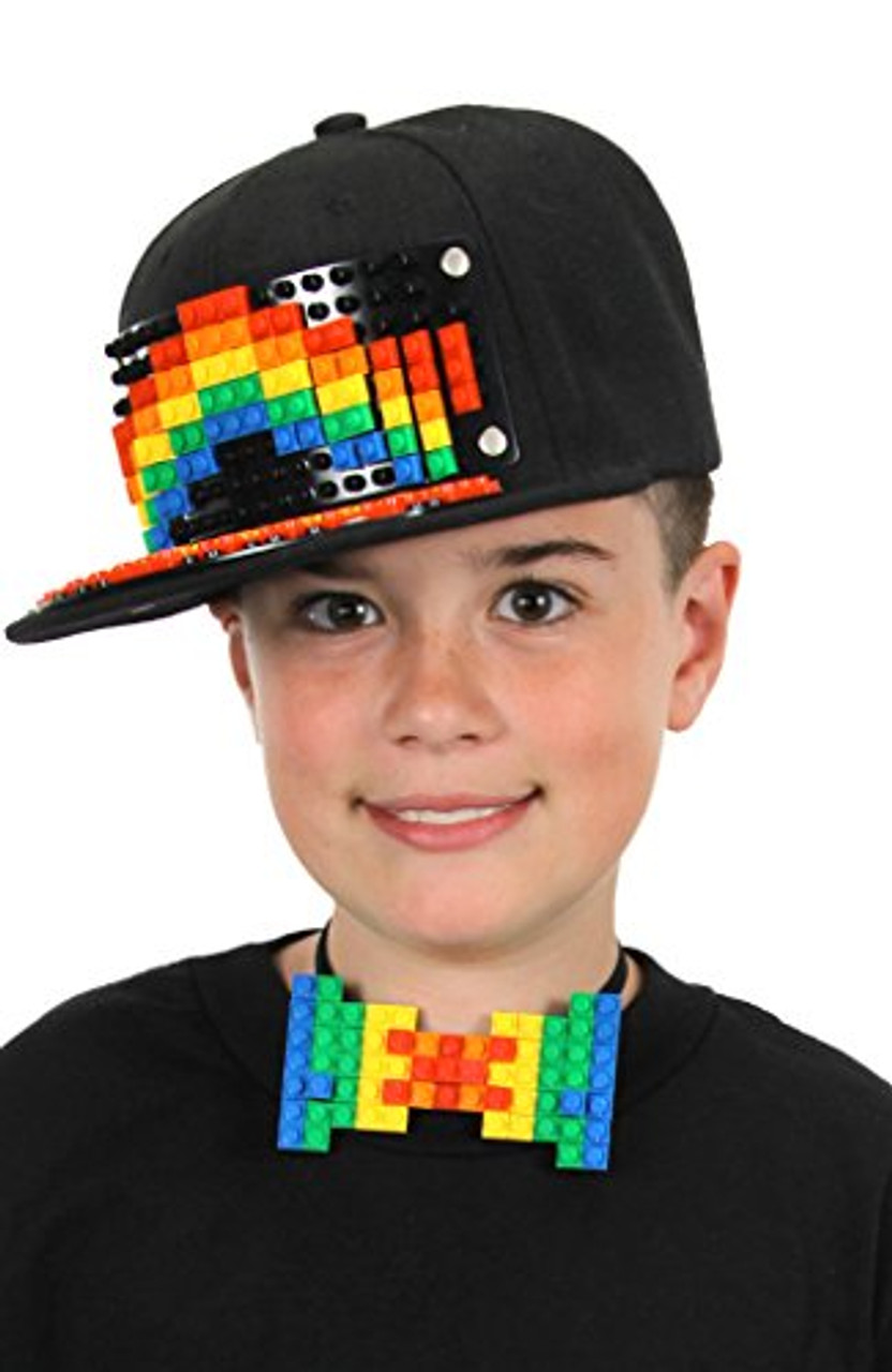 Bricky Blocks Black Snapback Hat For Kids And Adults By Elope