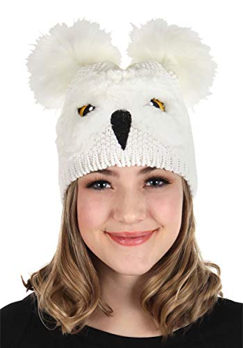 Elope Harry Potter Hedwig Owl Pom Knit Beanie Hat For Adults White