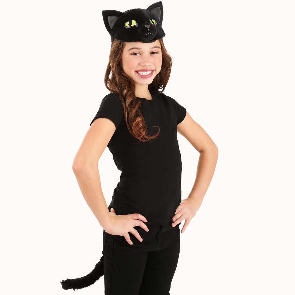HalloweenCostumes.com Cat Plush Headband & Tail Costume Kit, Black