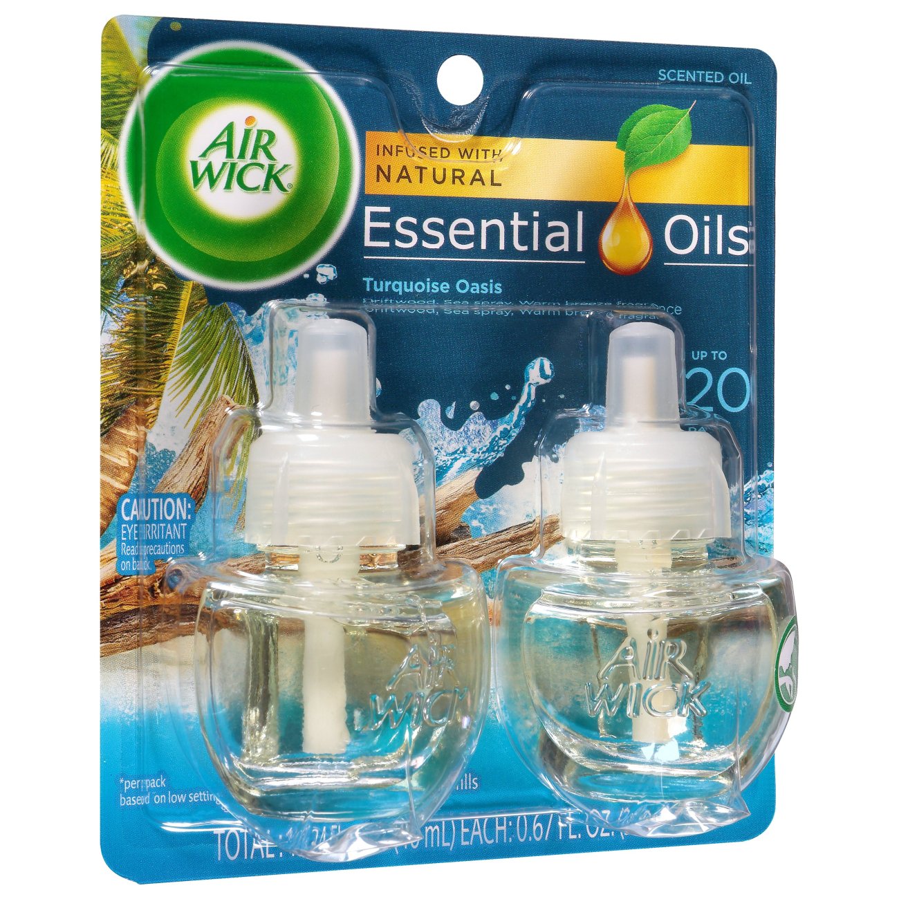 Air Wick Plug In Scented Oil Refill, 2ct, Turquoise Oasis, Essential Oils, Freshener