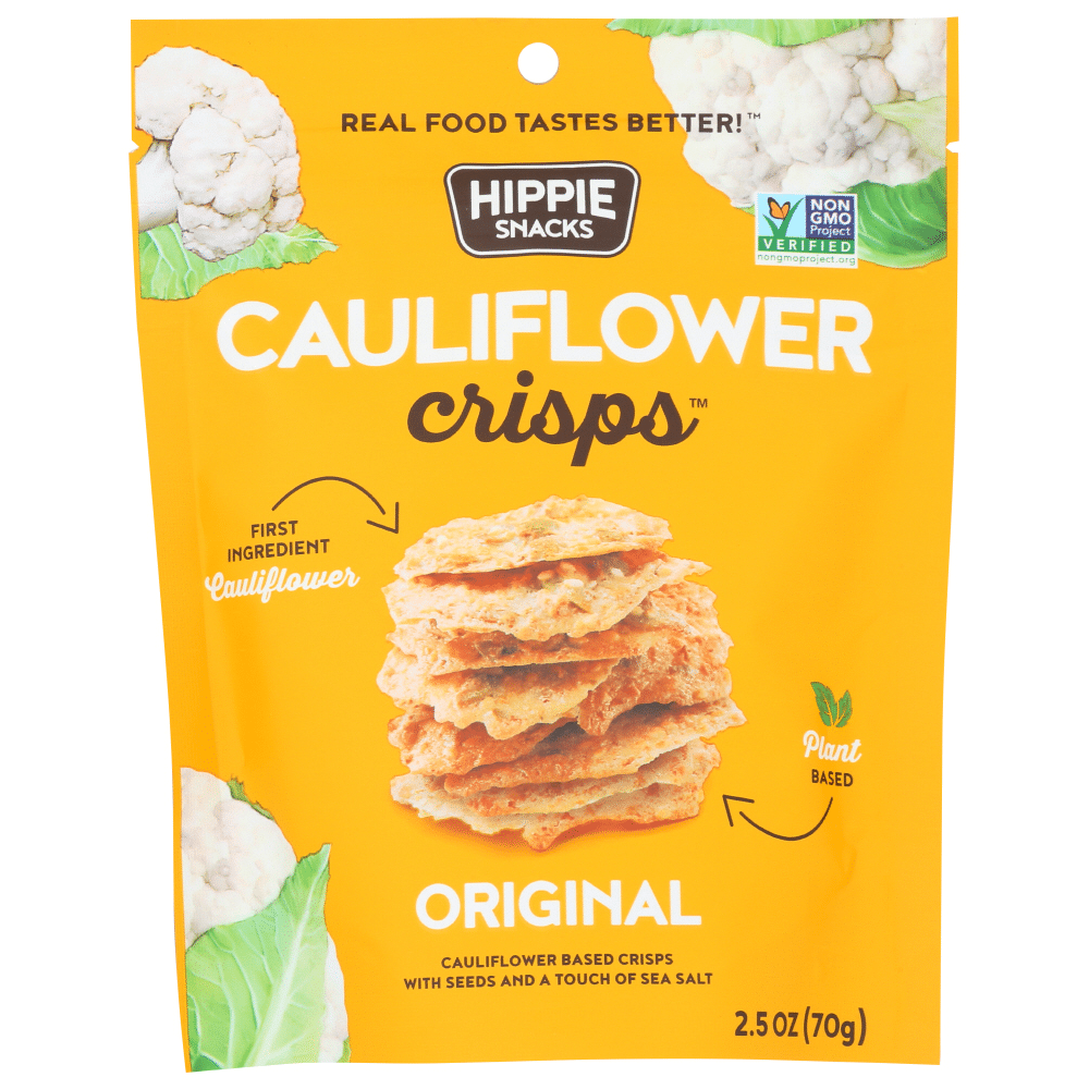 Hippie Snacks Cauliflower Crisps Original - Case Of 8-2.5 Oz