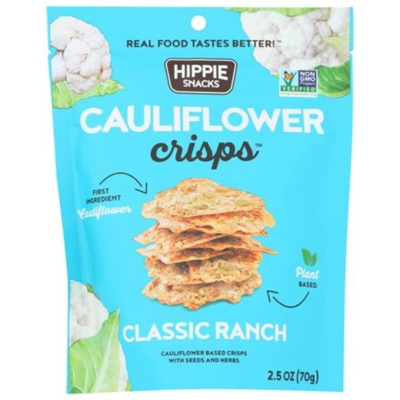 Hippie Snacks Cauliflower Crisps Ranch - Case Of 8-2.5 Oz