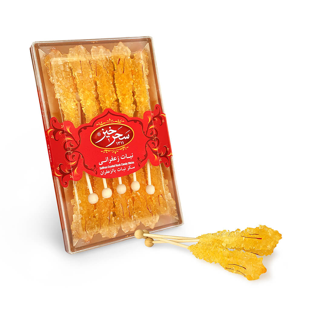Saffron Crystal Candy Rock 10 Sticks -شاخه نبات زعفرانی سحرخیز