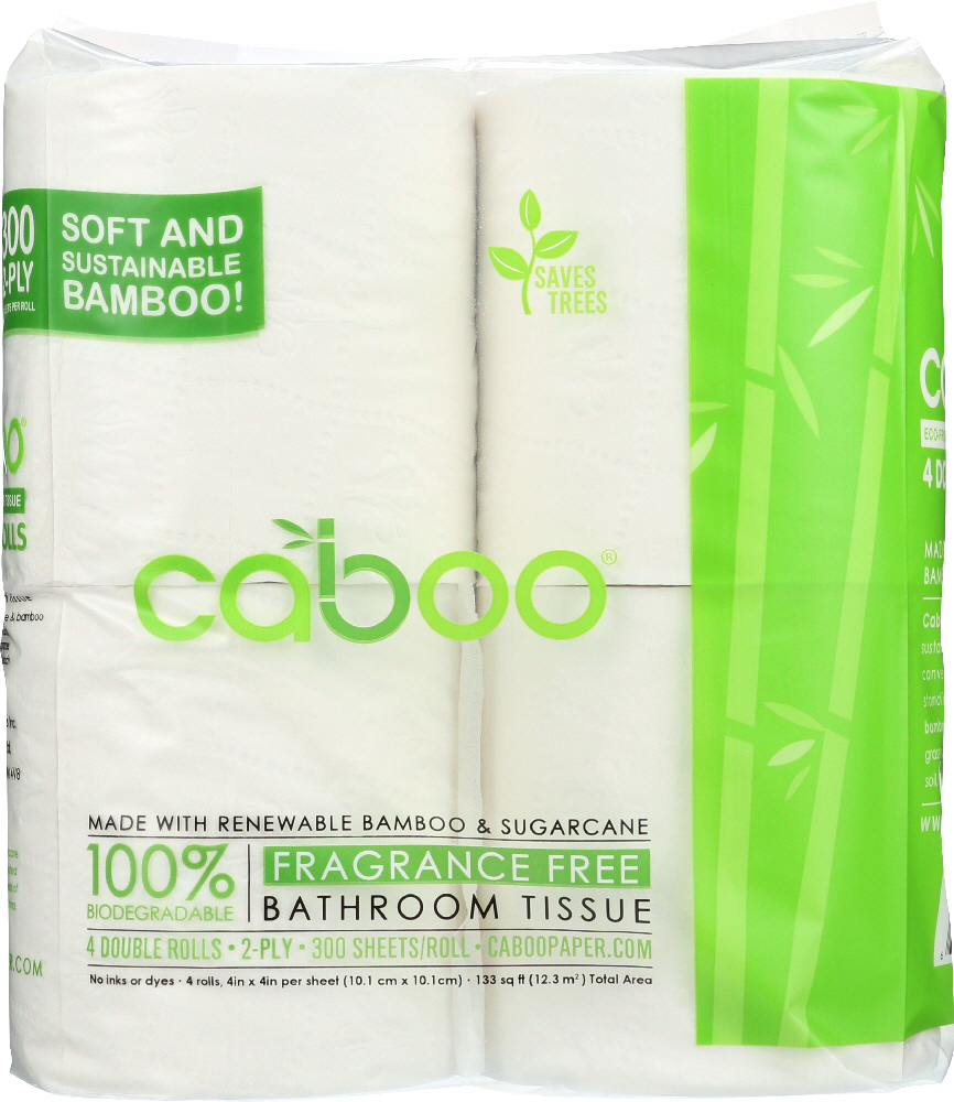 Caboo 2-Ply Bathroom Tissue 300 Sheets, 4 Rolls