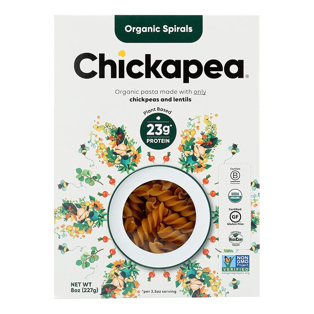 Chickapea Organic Chickpea And Red Lentil Pasta Spirals, 8 Oz