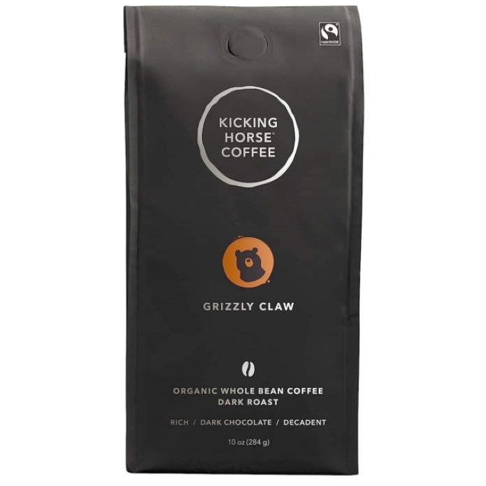 Kicking Horse Coffee Coffee, Organic, Whole Bean, Dark Roast, Grizzly Claw 10 Oz