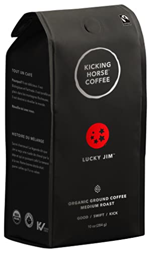 Kicking Horse Coffee Lucky Jim, Medium Roast, Ground, 284 G - Certified Organic, Fairtrade, Kosher 284 Grams