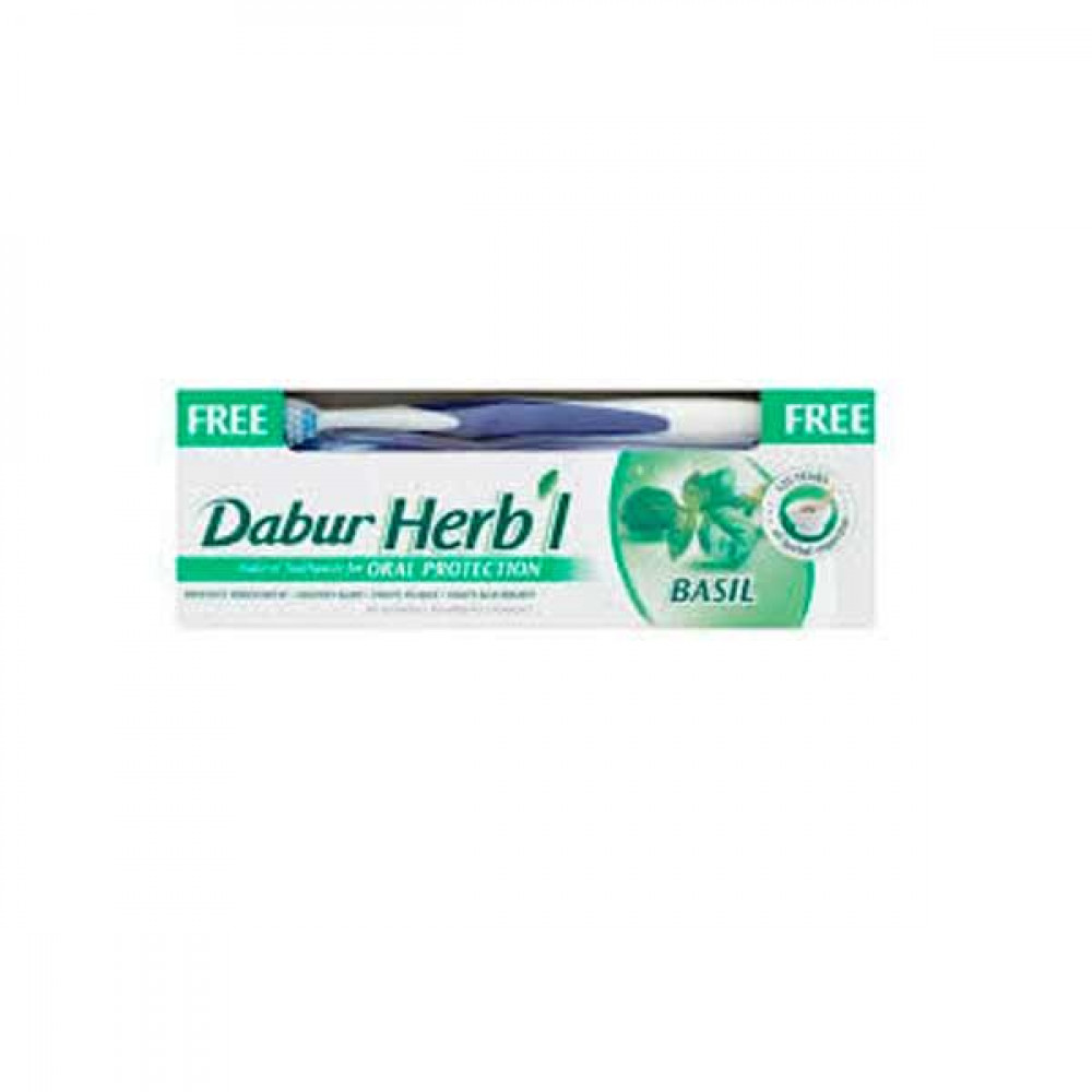 Dabur Herbal Basil Toothpaste With Toothbrush