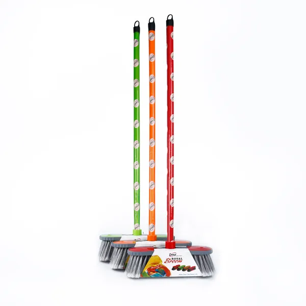 [object Object] Oaxy Royal Indoor Floor Cleaning Broom With Stick - 3 Color Pack