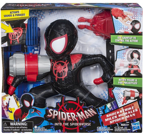 Spider-Man E2842 Into The Spider-Verse Shockstrike Mile Morales Super Hero Electronic Action Figure Toy