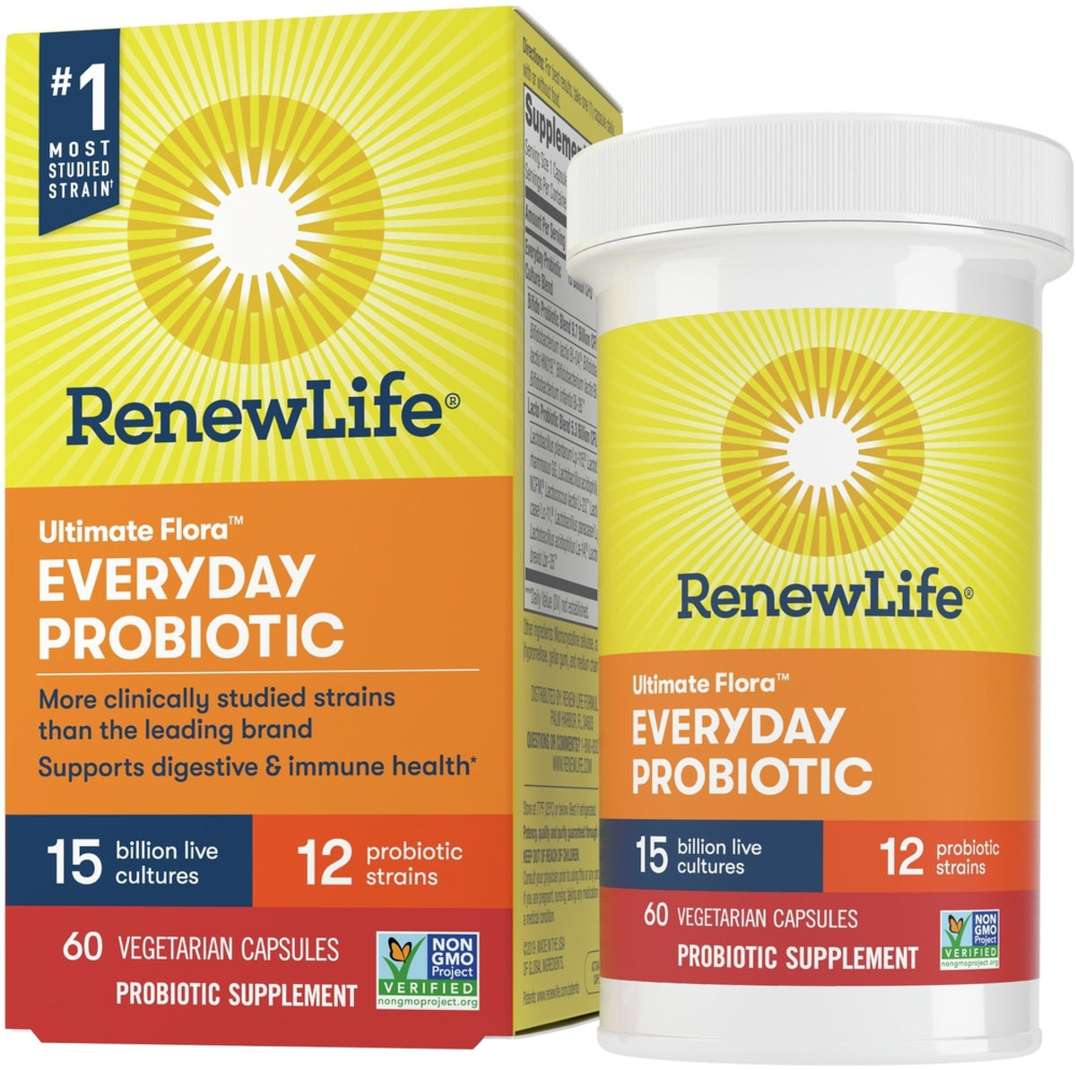 Renew Life Ultimate Flora Adult Everyday Probiotic, 15 Billion CFU, 60 Capsules