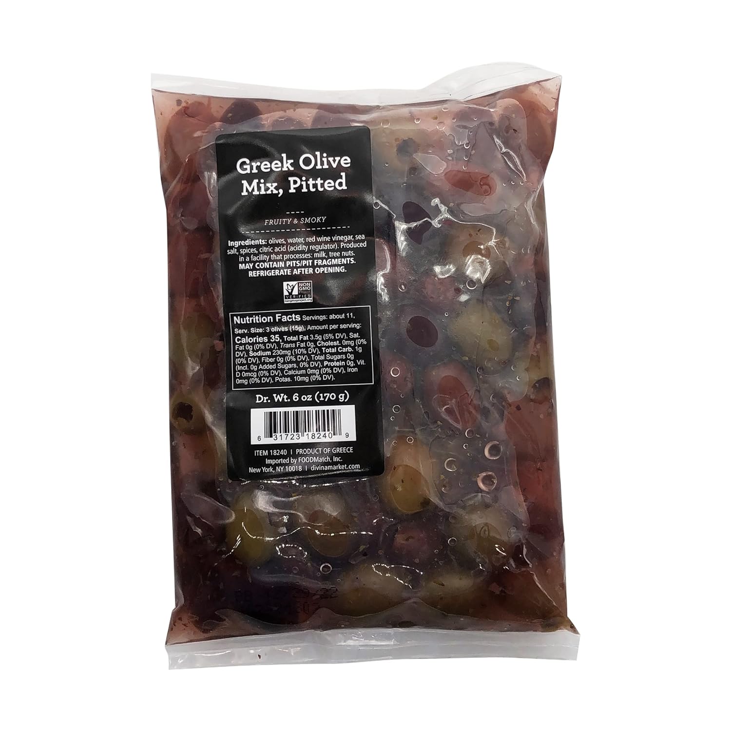 Divina Pouch Olive Pitd Mix Grk, 6 Oz