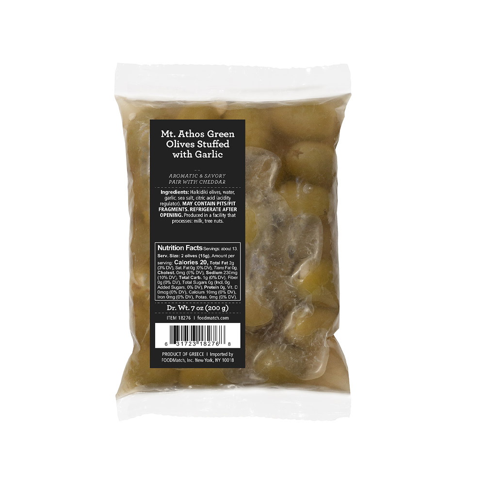 Divina Pouch Olives Stfd Garlic, 7 Oz