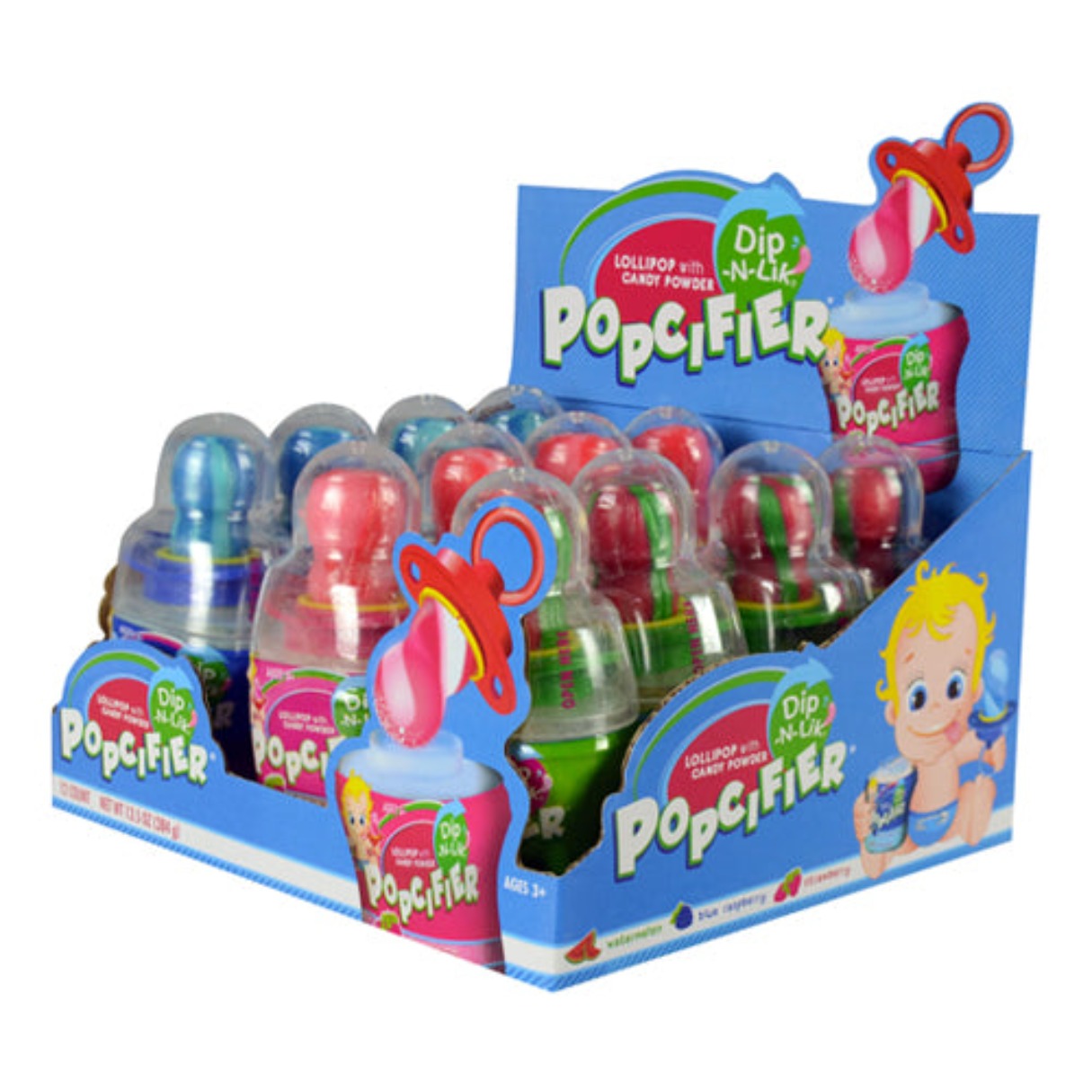 Popcifier Dip N Lik Lollipop, With Candy Powder, Blue Raspberry, Ages 3