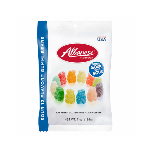 Albanese World's Best Gummi Bears, Sour, 12 Flavor 7 Oz