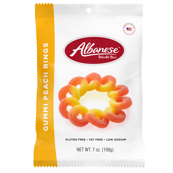 Albanese World's Best Gummi Peach Rings 7oz